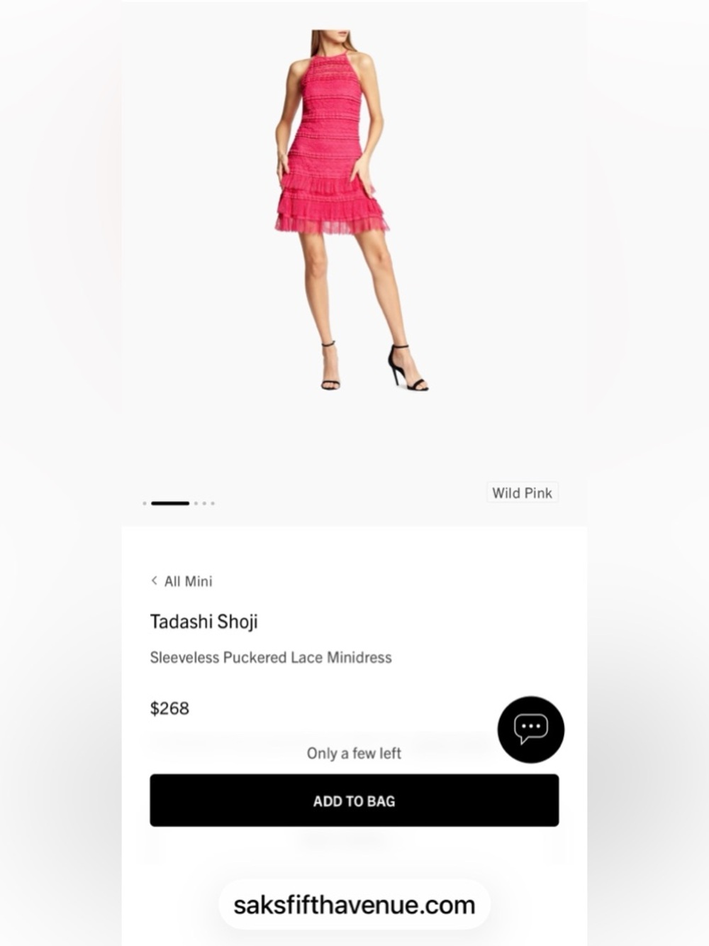 Tadashi Shoji Vibrant Pink Halter Dress